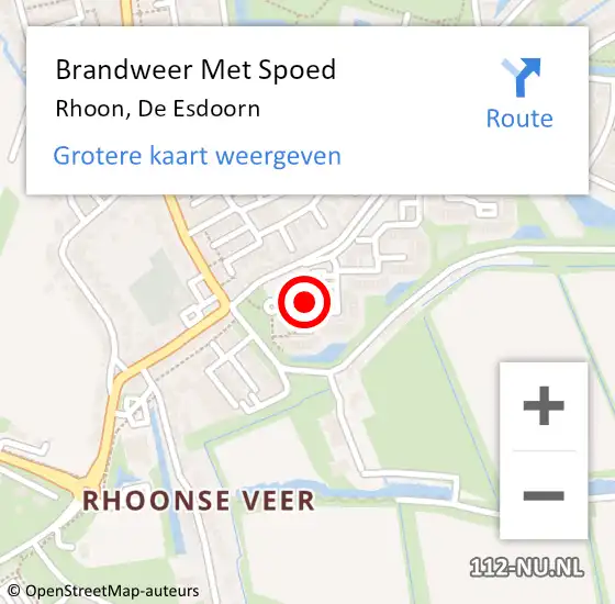 Locatie op kaart van de 112 melding: Brandweer Met Spoed Naar Rhoon, De Esdoorn op 3 september 2020 08:49