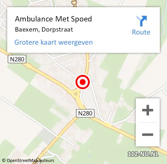 Locatie op kaart van de 112 melding: Ambulance Met Spoed Naar Baexem, Dorpstraat op 17 mei 2014 20:00