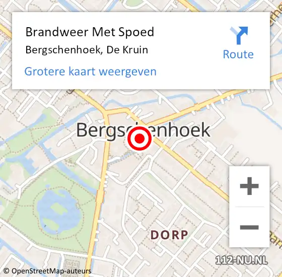 Locatie op kaart van de 112 melding: Brandweer Met Spoed Naar Bergschenhoek, De Kruin op 3 september 2020 10:58