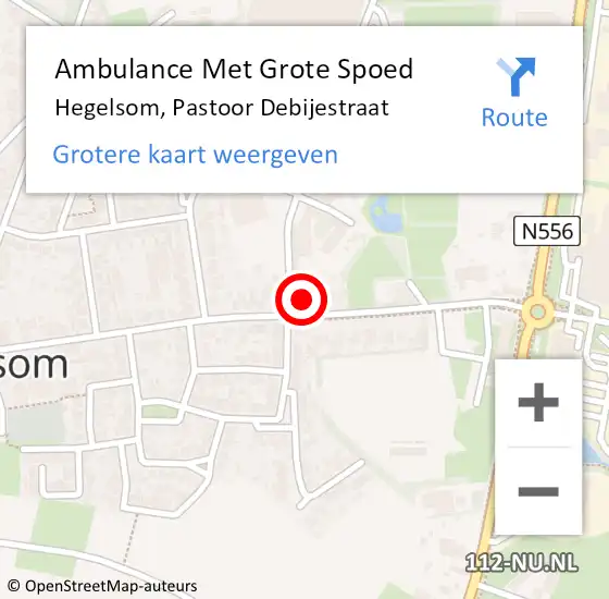 Locatie op kaart van de 112 melding: Ambulance Met Grote Spoed Naar Hegelsom, Pastoor Debijestraat op 17 mei 2014 20:01