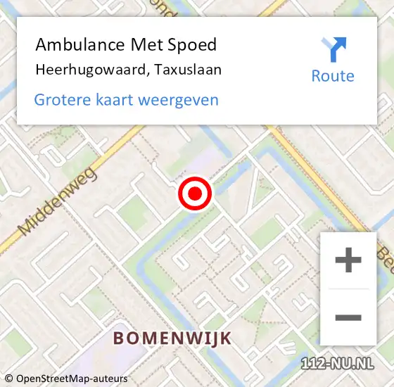 Locatie op kaart van de 112 melding: Ambulance Met Spoed Naar Heerhugowaard, Taxuslaan op 3 september 2020 13:55