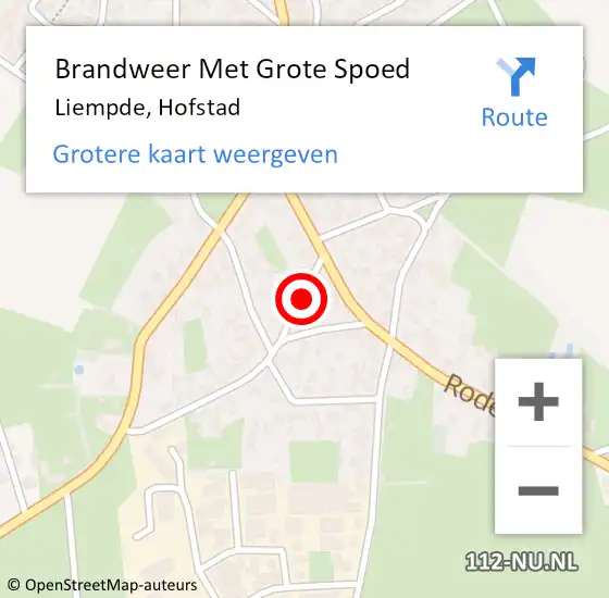 Locatie op kaart van de 112 melding: Brandweer Met Grote Spoed Naar Liempde, Hofstad op 3 september 2020 14:53