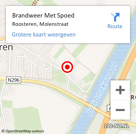 Locatie op kaart van de 112 melding: Brandweer Met Spoed Naar Roosteren, Molenstraat op 3 september 2020 16:33