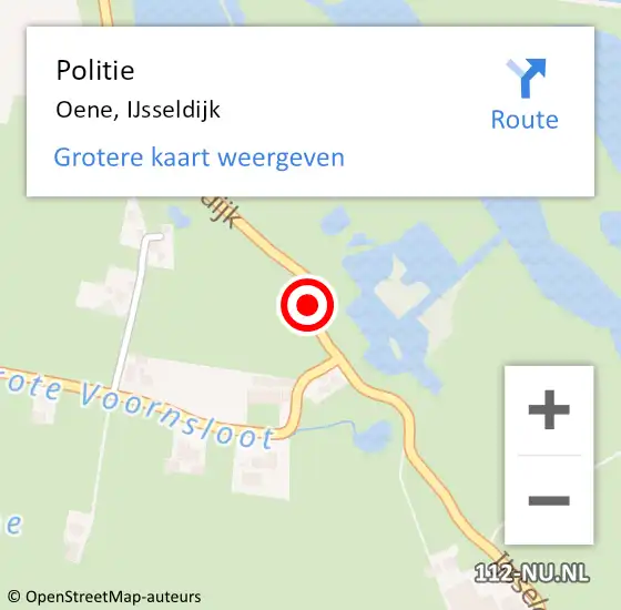 Locatie op kaart van de 112 melding: Politie Oene, IJsseldijk op 3 september 2020 16:38