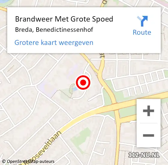 Locatie op kaart van de 112 melding: Brandweer Met Grote Spoed Naar Breda, Benedictinessenhof op 3 september 2020 17:04