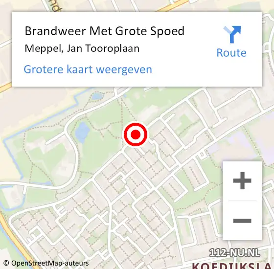 Locatie op kaart van de 112 melding: Brandweer Met Grote Spoed Naar Meppel, Jan Tooroplaan op 3 september 2020 17:40