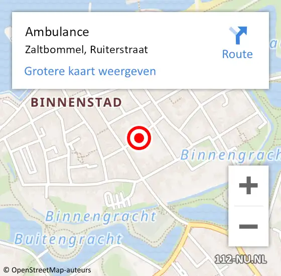 Locatie op kaart van de 112 melding: Ambulance Zaltbommel, Ruiterstraat op 3 september 2020 18:16