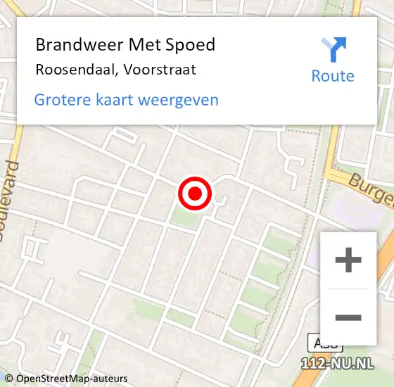 Locatie op kaart van de 112 melding: Brandweer Met Spoed Naar Roosendaal, Voorstraat op 3 september 2020 18:36