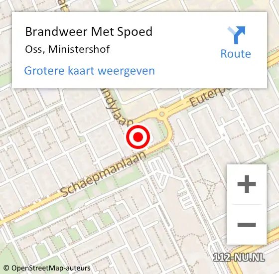 Locatie op kaart van de 112 melding: Brandweer Met Spoed Naar Oss, Ministershof op 3 september 2020 19:22