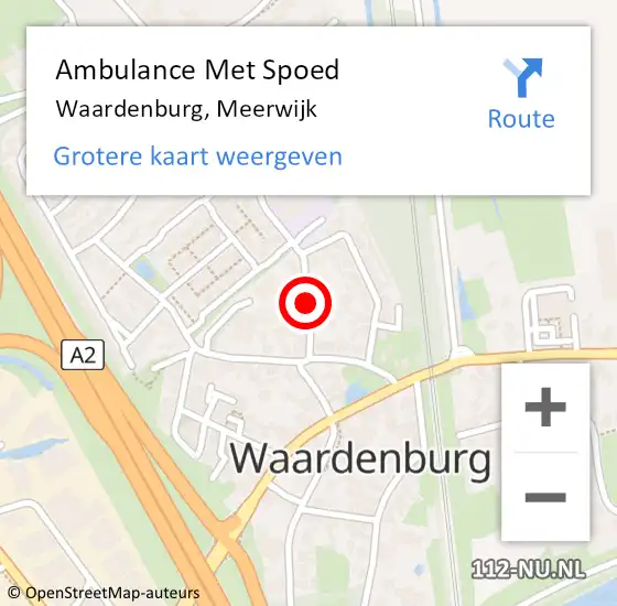 Locatie op kaart van de 112 melding: Ambulance Met Spoed Naar Waardenburg, Meerwijk op 3 september 2020 21:18