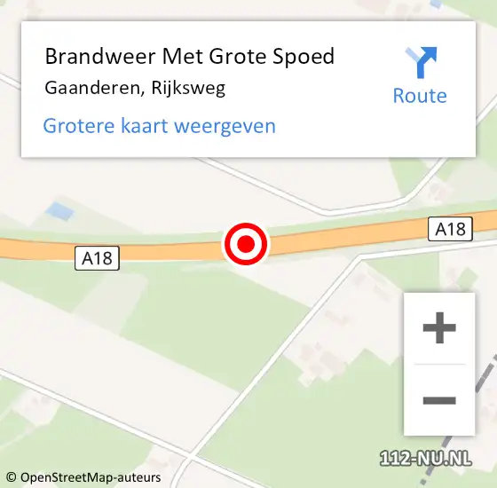 Locatie op kaart van de 112 melding: Brandweer Met Grote Spoed Naar Gaanderen, Rijksweg op 3 september 2020 22:43