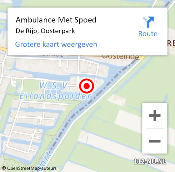 Locatie op kaart van de 112 melding: Ambulance Met Spoed Naar De Rijp, Oosterpark op 3 september 2020 22:45