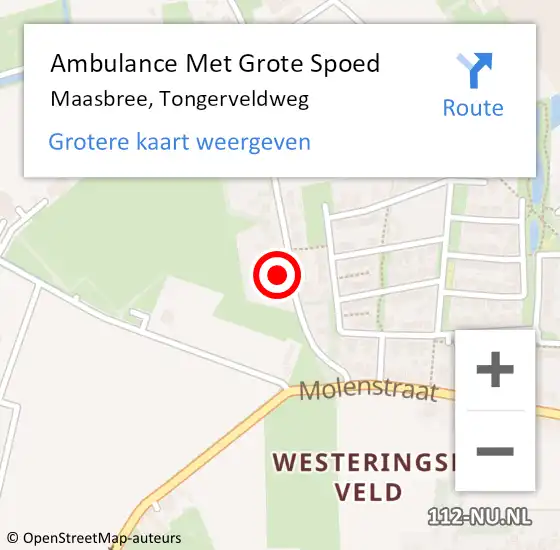 Locatie op kaart van de 112 melding: Ambulance Met Grote Spoed Naar Maasbree, Tongerveldweg op 17 mei 2014 21:35