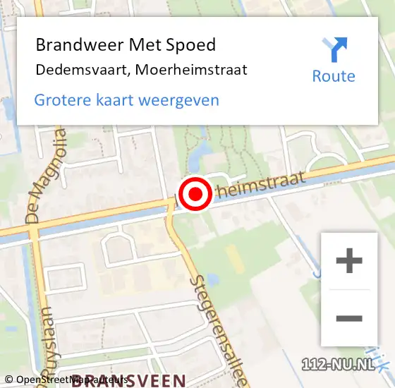 Locatie op kaart van de 112 melding: Brandweer Met Spoed Naar Dedemsvaart, Moerheimstraat op 4 september 2020 06:12