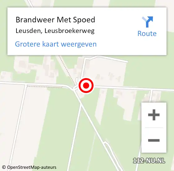 Locatie op kaart van de 112 melding: Brandweer Met Spoed Naar Leusden, Leusbroekerweg op 4 september 2020 06:28