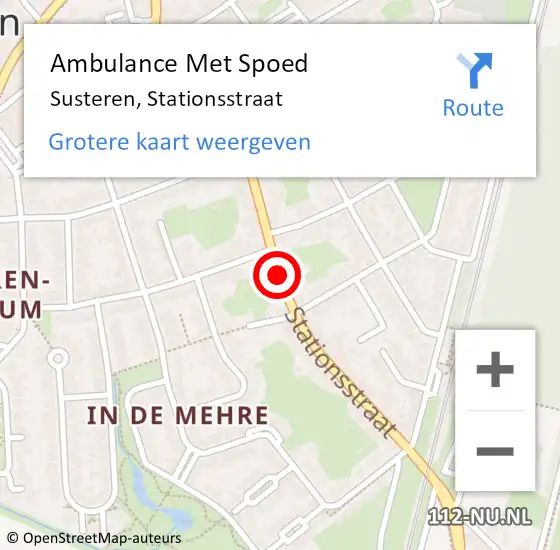 Locatie op kaart van de 112 melding: Ambulance Met Spoed Naar Susteren, Stationsstraat op 4 september 2020 07:45