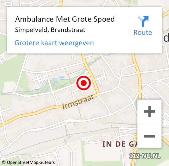 Locatie op kaart van de 112 melding: Ambulance Met Grote Spoed Naar Simpelveld, Brandstraat op 17 mei 2014 21:54