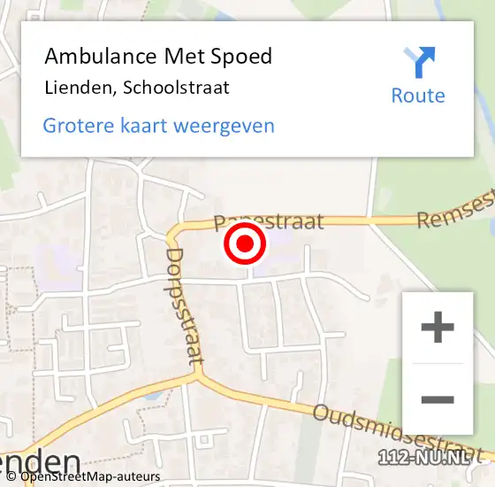 Locatie op kaart van de 112 melding: Ambulance Met Spoed Naar Lienden, Schoolstraat op 4 september 2020 08:47