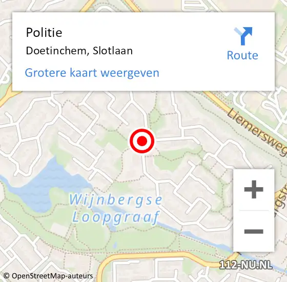 Locatie op kaart van de 112 melding: Politie Doetinchem, Slotlaan op 4 september 2020 09:07