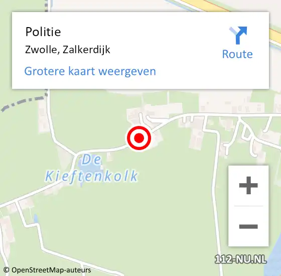 Locatie op kaart van de 112 melding: Politie Zwolle, Zalkerdijk op 4 september 2020 10:38