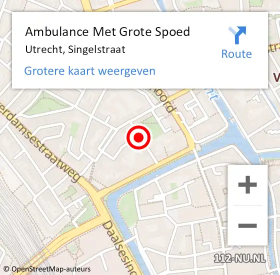 Locatie op kaart van de 112 melding: Ambulance Met Grote Spoed Naar Utrecht, Singelstraat op 4 september 2020 10:41