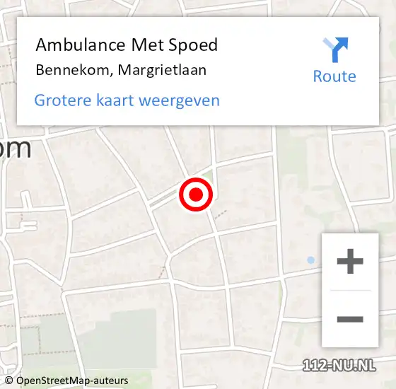 Locatie op kaart van de 112 melding: Ambulance Met Spoed Naar Bennekom, Margrietlaan op 4 september 2020 11:06