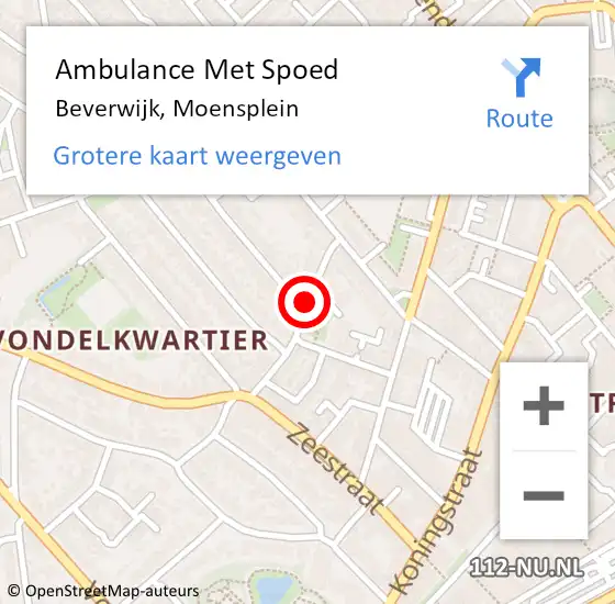 Locatie op kaart van de 112 melding: Ambulance Met Spoed Naar Beverwijk, Moensplein op 4 september 2020 11:29