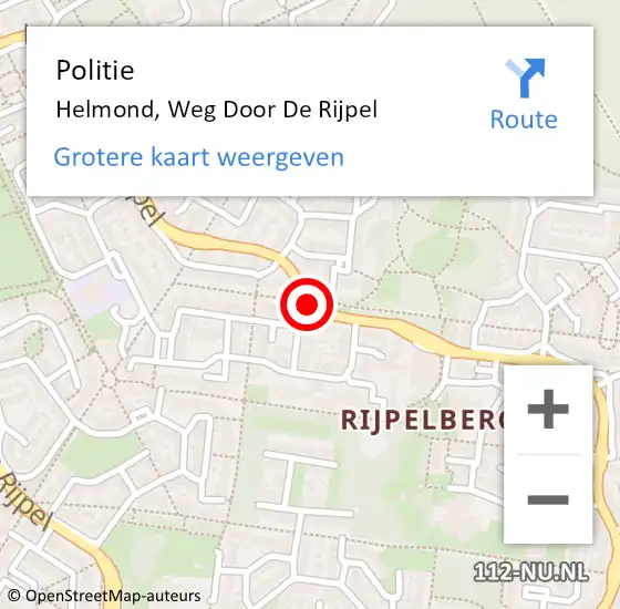 Locatie op kaart van de 112 melding: Politie Helmond, Weg Door De Rijpel op 4 september 2020 11:37