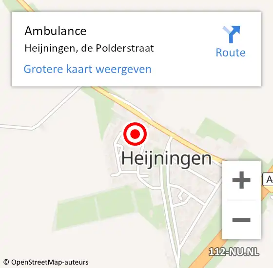 Locatie op kaart van de 112 melding: Ambulance Heijningen, de Polderstraat op 17 mei 2014 22:39