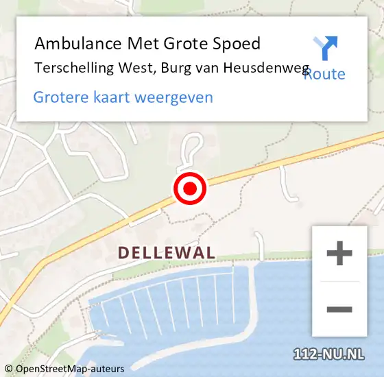 Locatie op kaart van de 112 melding: Ambulance Met Grote Spoed Naar Terschelling West, Burg van Heusdenweg op 4 september 2020 13:15