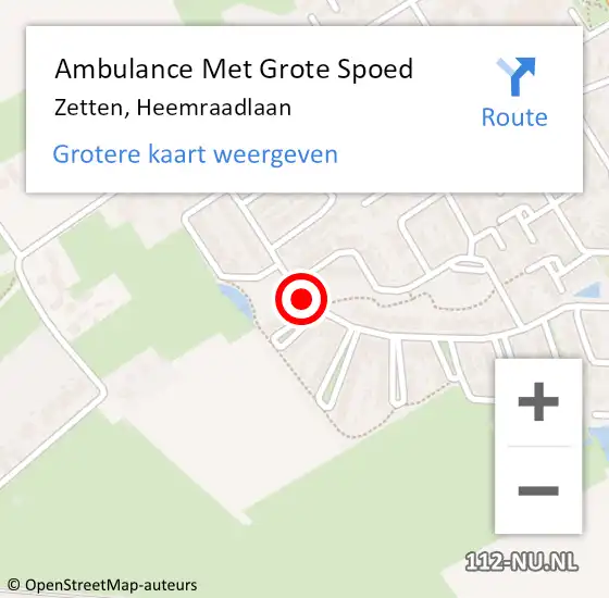 Locatie op kaart van de 112 melding: Ambulance Met Grote Spoed Naar Zetten, Heemraadlaan op 4 september 2020 13:23