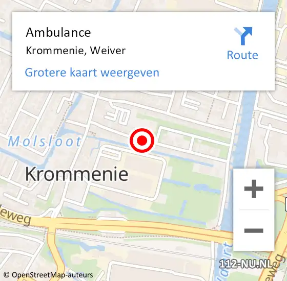 Locatie op kaart van de 112 melding: Ambulance Krommenie, Weiver op 4 september 2020 13:39