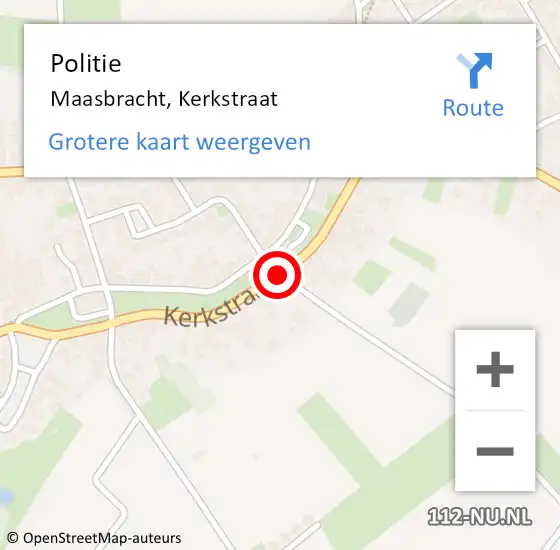 Locatie op kaart van de 112 melding: Politie Maasbracht, Kerkstraat op 4 september 2020 13:59