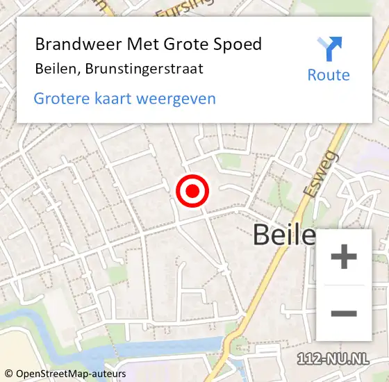 Locatie op kaart van de 112 melding: Brandweer Met Grote Spoed Naar Beilen, Brunstingerstraat op 4 september 2020 14:27