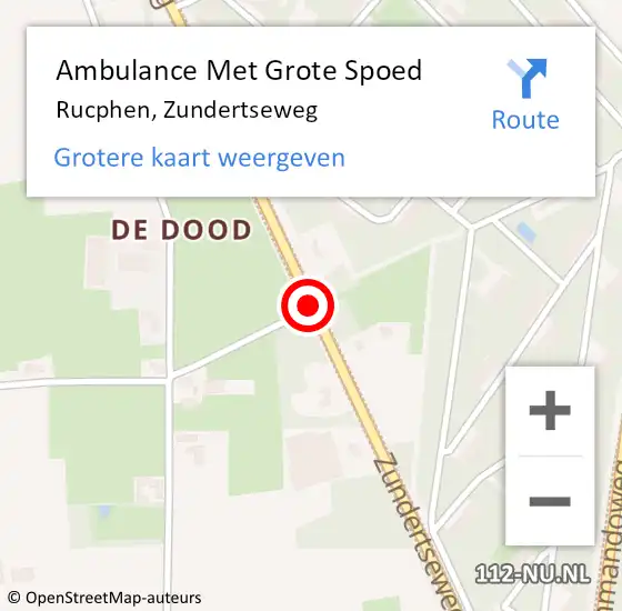 Locatie op kaart van de 112 melding: Ambulance Met Grote Spoed Naar Rucphen, Zundertseweg op 4 september 2020 15:18