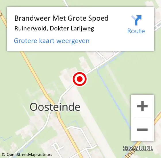 Locatie op kaart van de 112 melding: Brandweer Met Grote Spoed Naar Ruinerwold, Dokter Larijweg op 4 september 2020 15:36