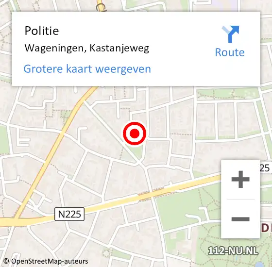 Locatie op kaart van de 112 melding: Politie Wageningen, Kastanjeweg op 2 oktober 2013 10:03