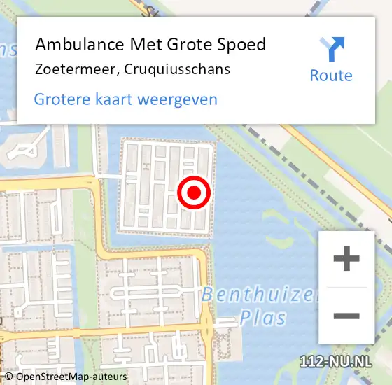 Locatie op kaart van de 112 melding: Ambulance Met Grote Spoed Naar Zoetermeer, Cruquiusschans op 17 mei 2014 23:12