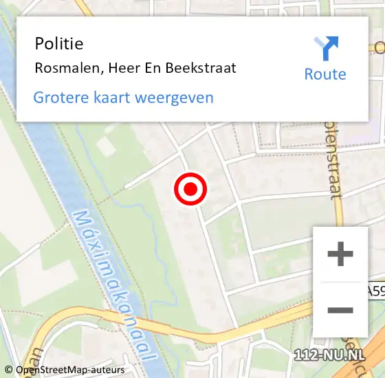 Locatie op kaart van de 112 melding: Politie Rosmalen, Heer En Beekstraat op 4 september 2020 17:11