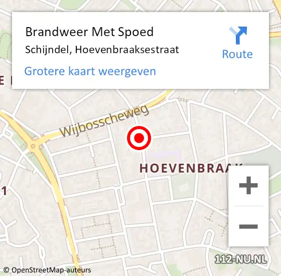 Locatie op kaart van de 112 melding: Brandweer Met Spoed Naar Schijndel, Hoevenbraaksestraat op 4 september 2020 17:18