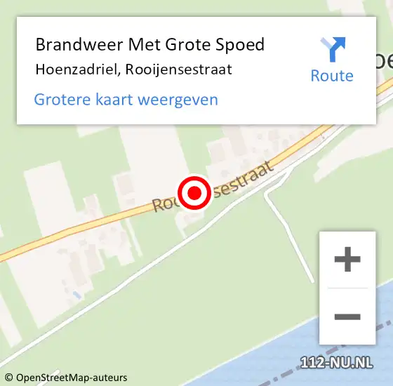 Locatie op kaart van de 112 melding: Brandweer Met Grote Spoed Naar Hoenzadriel, Rooijensestraat op 4 september 2020 17:27