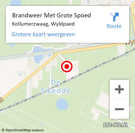 Locatie op kaart van de 112 melding: Brandweer Met Grote Spoed Naar Kollumerzwaag, Wyldpaed op 17 mei 2014 23:29