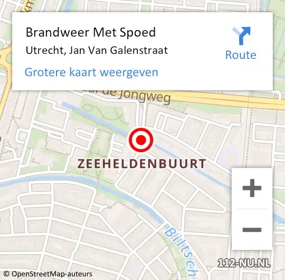 Locatie op kaart van de 112 melding: Brandweer Met Spoed Naar Utrecht, Jan Van Galenstraat op 4 september 2020 18:29
