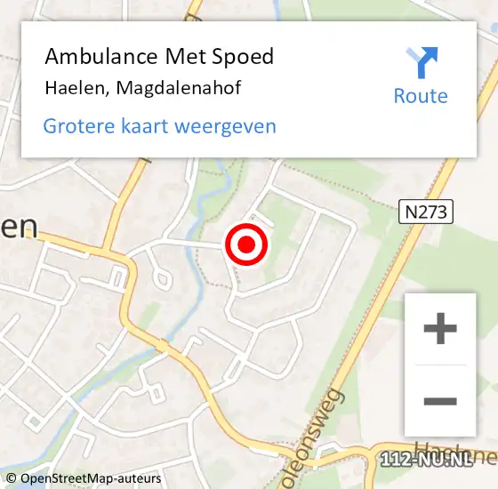 Locatie op kaart van de 112 melding: Ambulance Met Spoed Naar Haelen, Magdalenahof op 4 september 2020 20:20