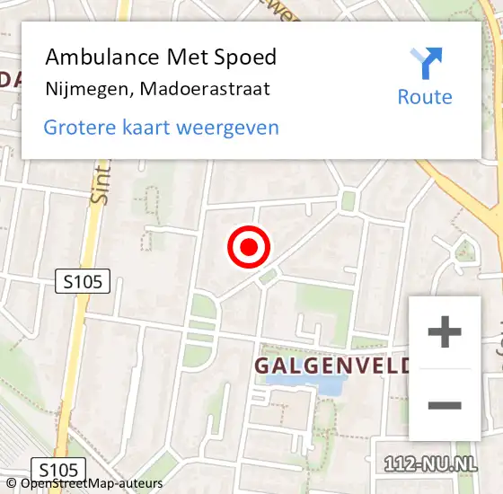 Locatie op kaart van de 112 melding: Ambulance Met Spoed Naar Nijmegen, Madoerastraat op 4 september 2020 22:04