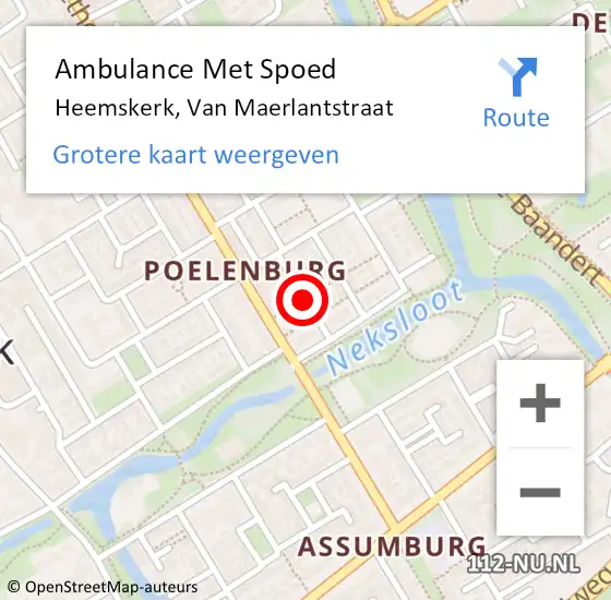 Locatie op kaart van de 112 melding: Ambulance Met Spoed Naar Heemskerk, Van Maerlantstraat op 4 september 2020 23:51