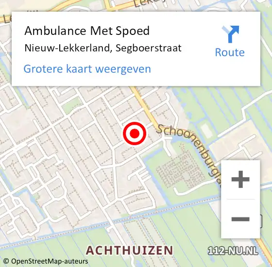 Locatie op kaart van de 112 melding: Ambulance Met Spoed Naar Nieuw-Lekkerland, Segboerstraat op 5 september 2020 02:40
