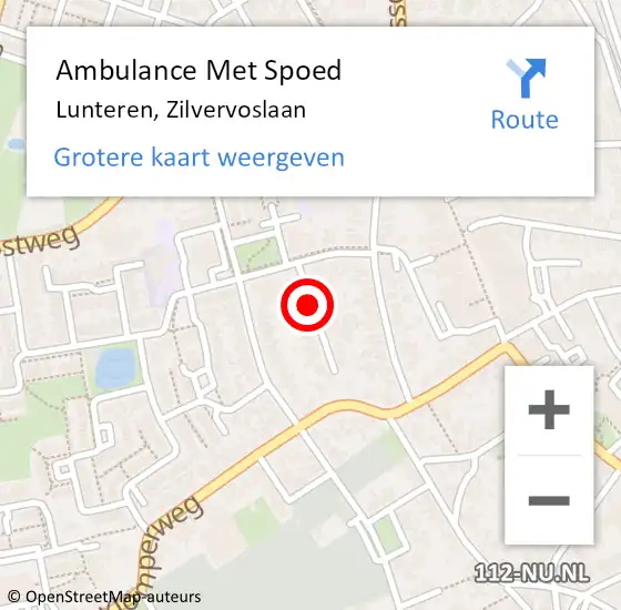 Locatie op kaart van de 112 melding: Ambulance Met Spoed Naar Lunteren, Zilvervoslaan op 5 september 2020 09:26