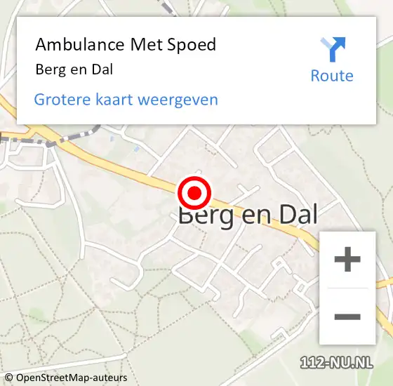Locatie op kaart van de 112 melding: Ambulance Met Spoed Naar Berg en Dal op 5 september 2020 10:20