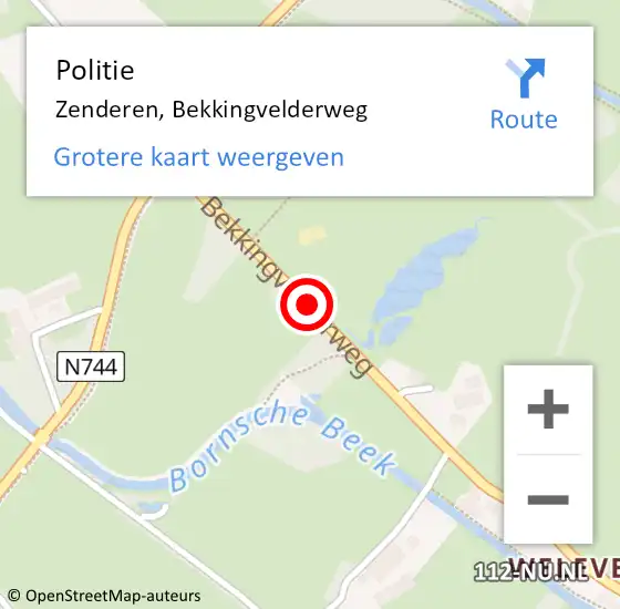 Locatie op kaart van de 112 melding: Politie Zenderen, Bekkingvelderweg op 5 september 2020 10:48